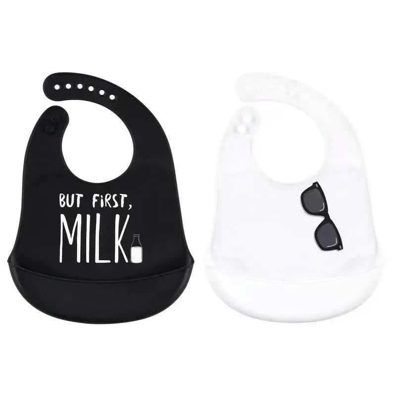 Baby Vision – 2Pk Silicone Bibs One Size But First Milk
