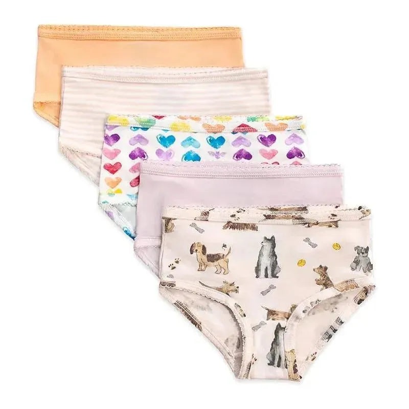 Burts Bees – 5Pk Puppy Party & Rainbow Hearts Underwear, Puppy Party