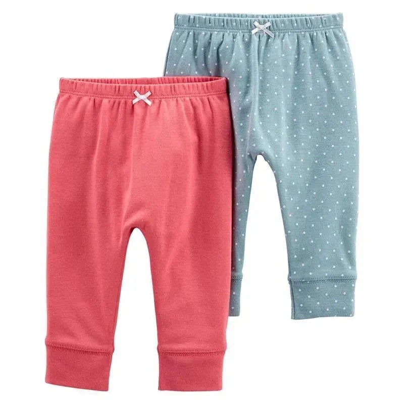 Carter’s 2-Pack Baby Girl Pull-On Pants, Pink and Blue with Polka Dots