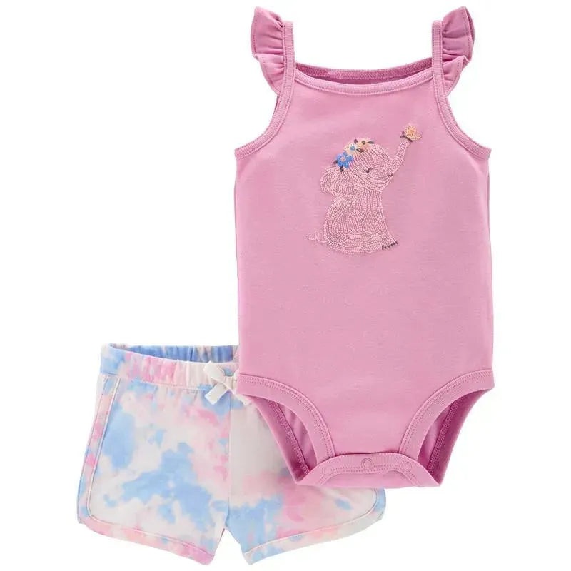 Carters – Baby Girl 2Pk Elephant Bodysuit & Short Set, Pink
