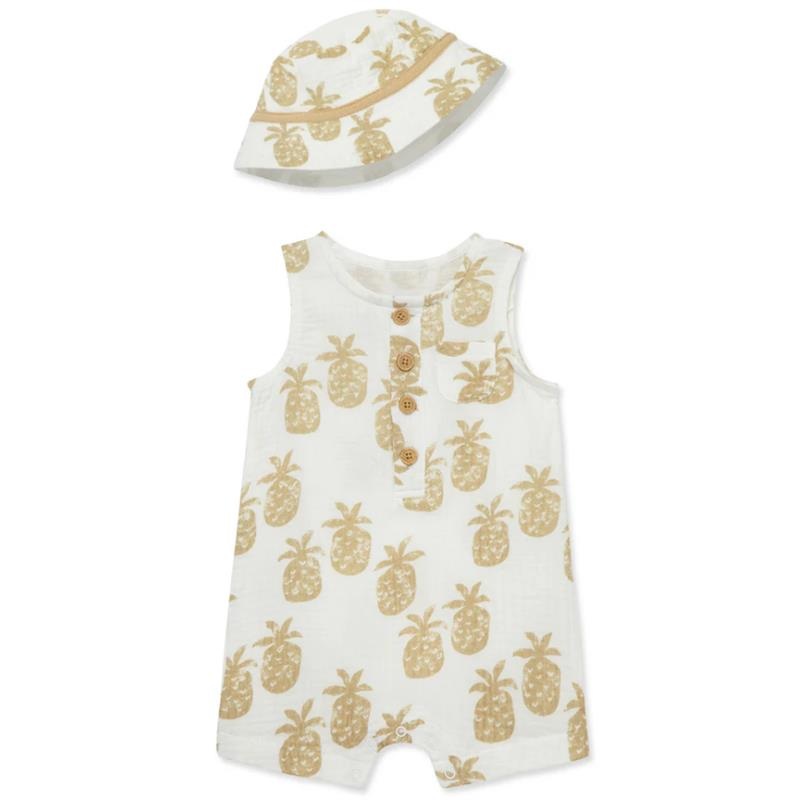 Little Me – Baby Boy Pineapple Romper Hat, Tan