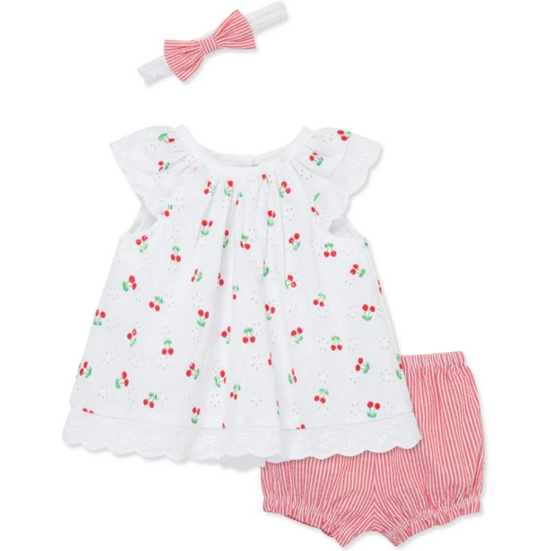Little Me – Baby Girl Cherry Eyelet Sunsuit, Pink