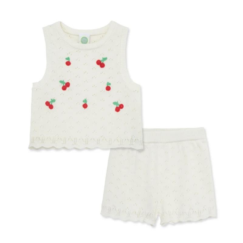Little Me – Baby Girl Cherry Pointelle Set, Ivory