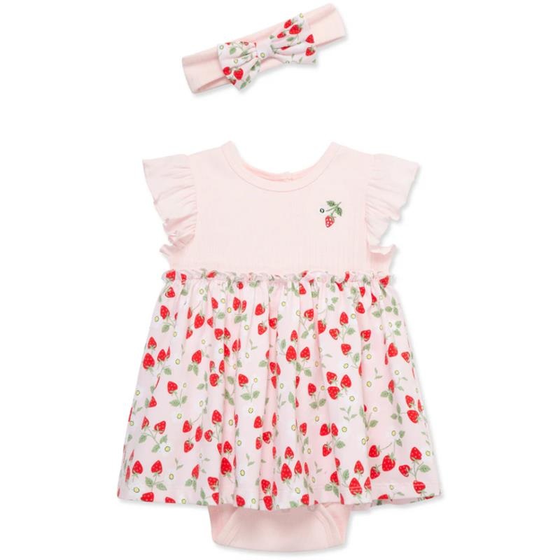 Little Me – Baby Girl Strawberries Bsuit Dress, Pink