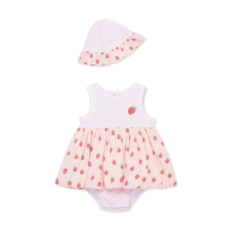 Little Me – Baby Girl Strawberries Popover, Pink