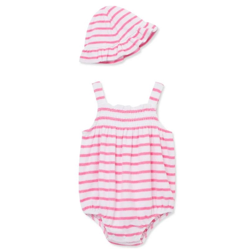 Little Me – Baby Girl Striped Bubble Hat, Pink