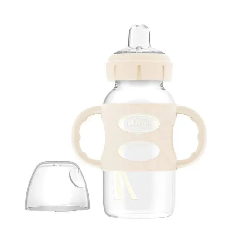 Dr. Brown’s – 9 Oz/ 270 Ml Wide-Neck Sippy Spout Bottle With Silicone Handles, Ecru