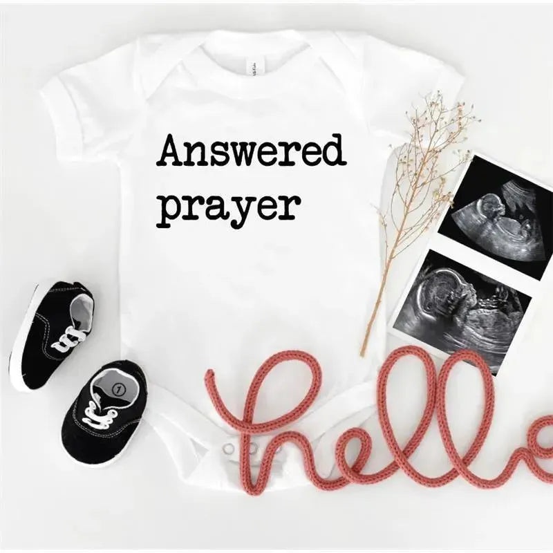 Eden & Eve – Baby Unisex Answered Prayer Baby Onesie, White
