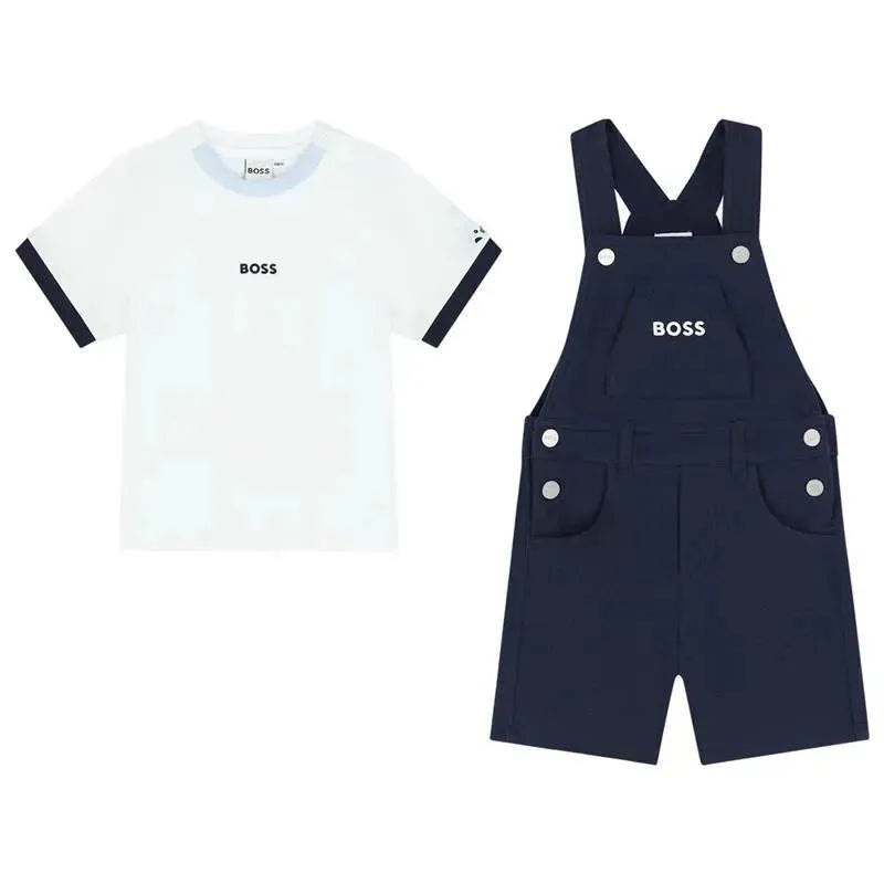 Hugo Boss Baby – Boy Dungarees & T-Shirt, Navy And White