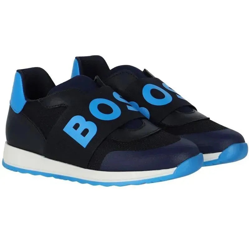 Hugo Boss Baby – Boys Elastic With Logo Sneakers, Navy