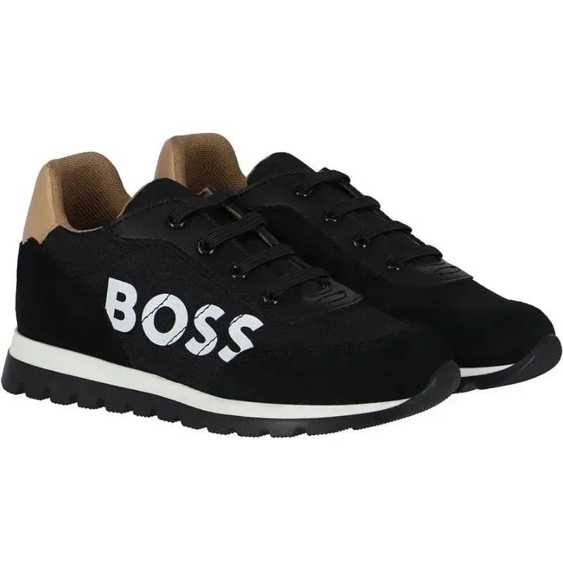 Hugo Boss Baby – Boys Mini Me Suede Sneakers, Black