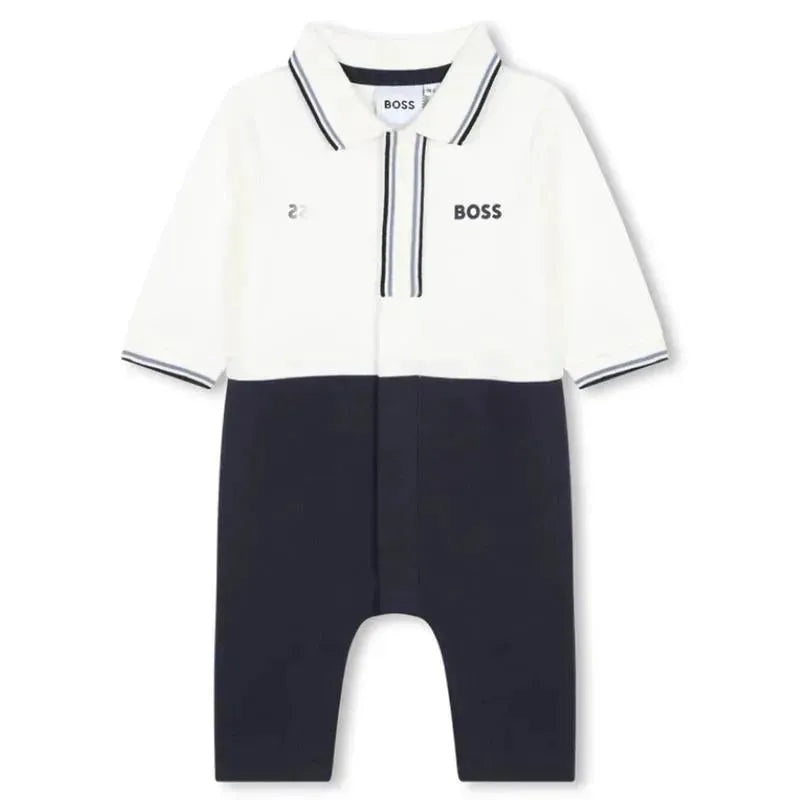Hugo Boss Baby – Ceremony Polo Collar Overalls, Navy