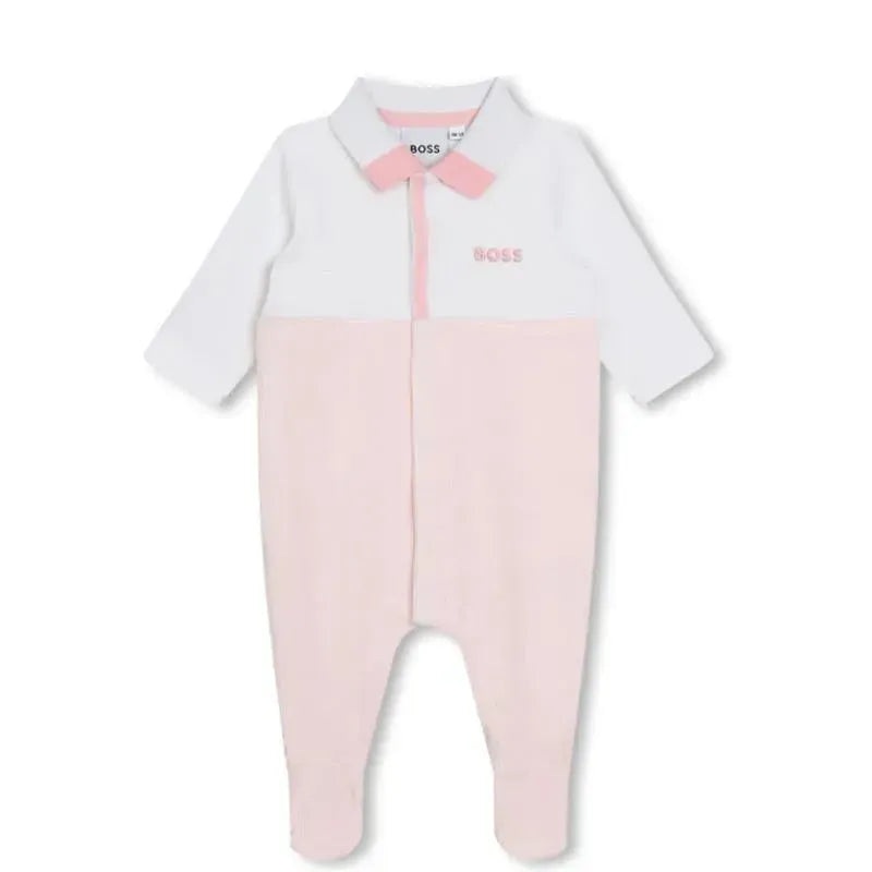 Hugo Boss Baby – Polo Footie Girl, White And Light Pink
