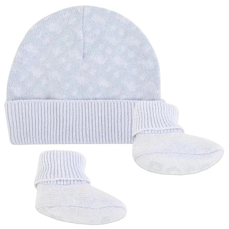 Hugo Boss – Geometric Intarsia Hat & Slippers Set, Pale Blue