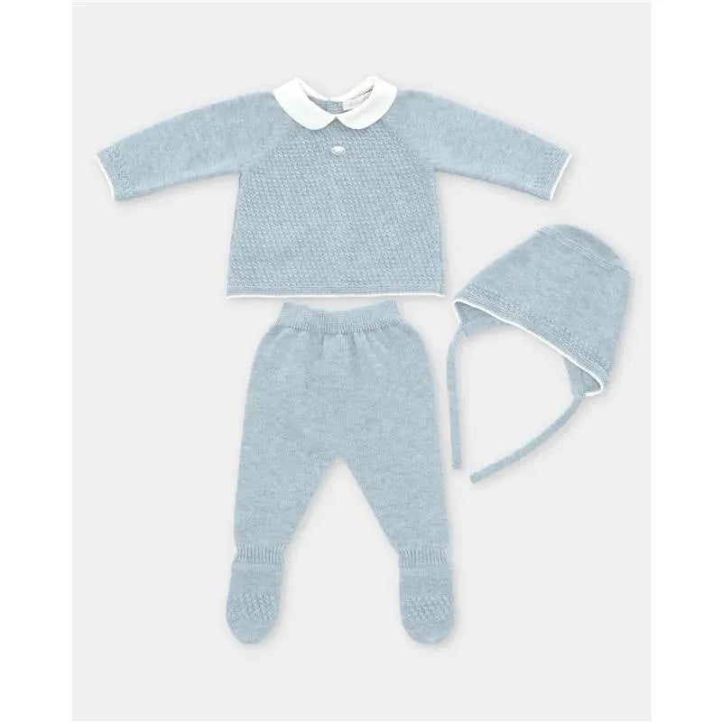 Martin Aranda – Take Me Home Set Sweater, Leggings & Bonnet Neck Ciel, Blue Grey
