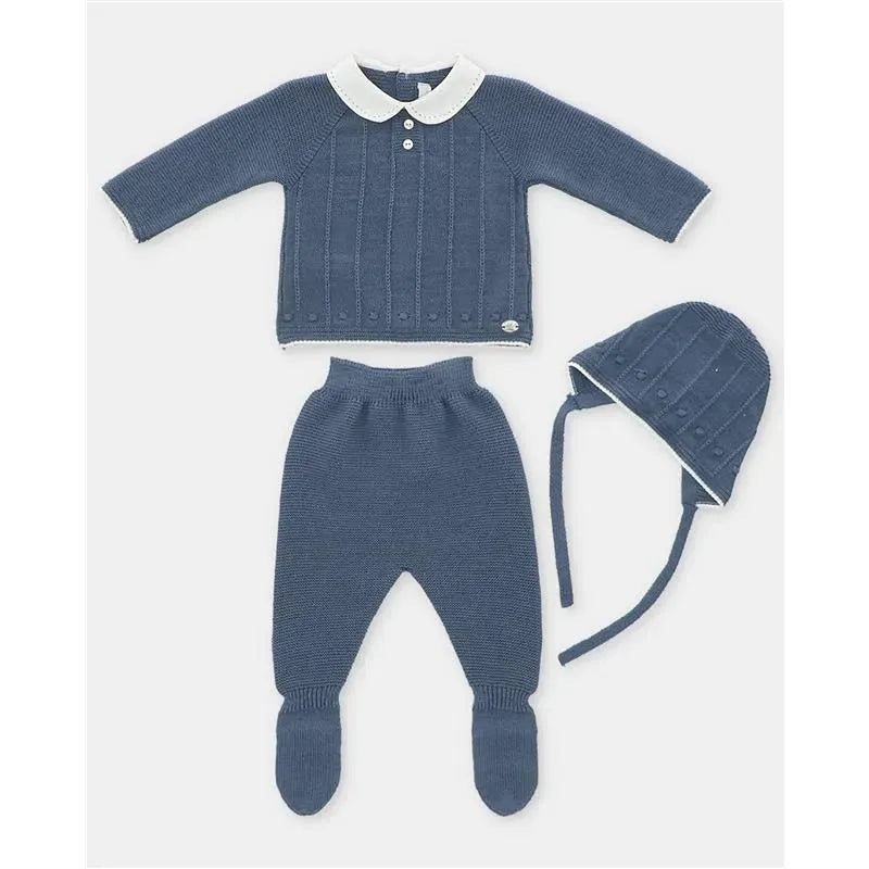 Martin Aranda – Take Me Home Set Sweater, Leggings & Bonnet Neck Garden, Light Blue