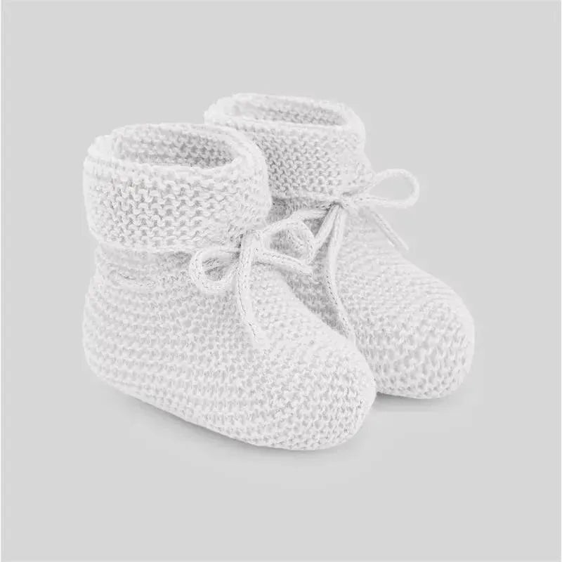 Paz Rodriguez – Baby Neutral Knit Booties Esencial, White