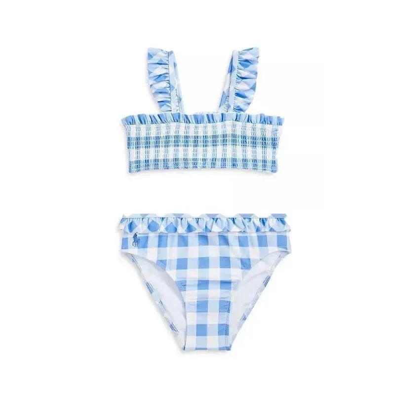 Polo Ralph Lauren Baby – 2Pk Smocked Top Gingham Swimsuit, Harbor Island Blue