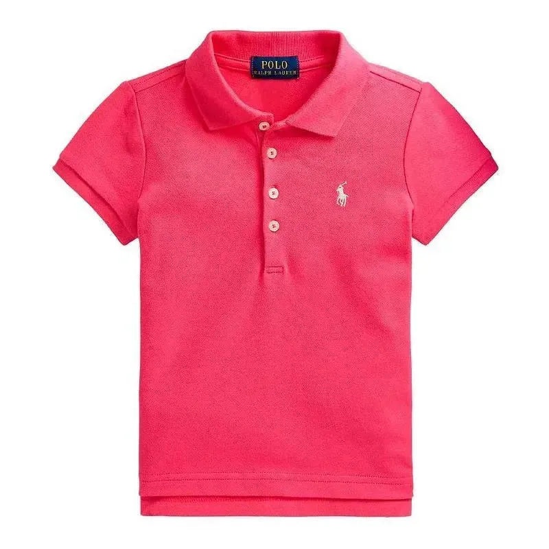 Polo Ralph Lauren Baby – Girls Stretch Mesh Short Sleeve Polo Shirt, Pink