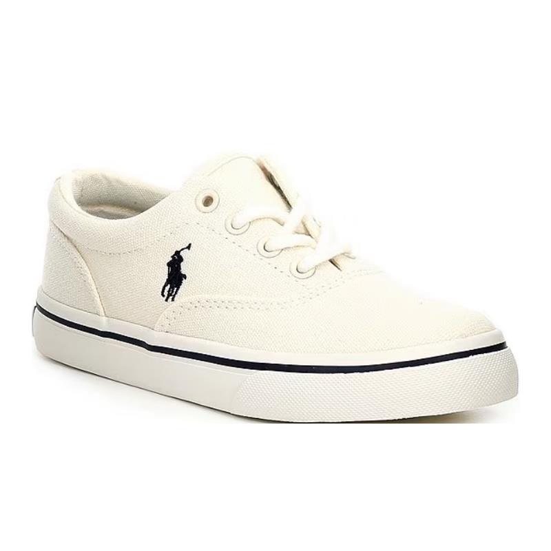 Ralph Lauren Baby – Boy Vulcanized Keaton Cream Canvas W/ Navy