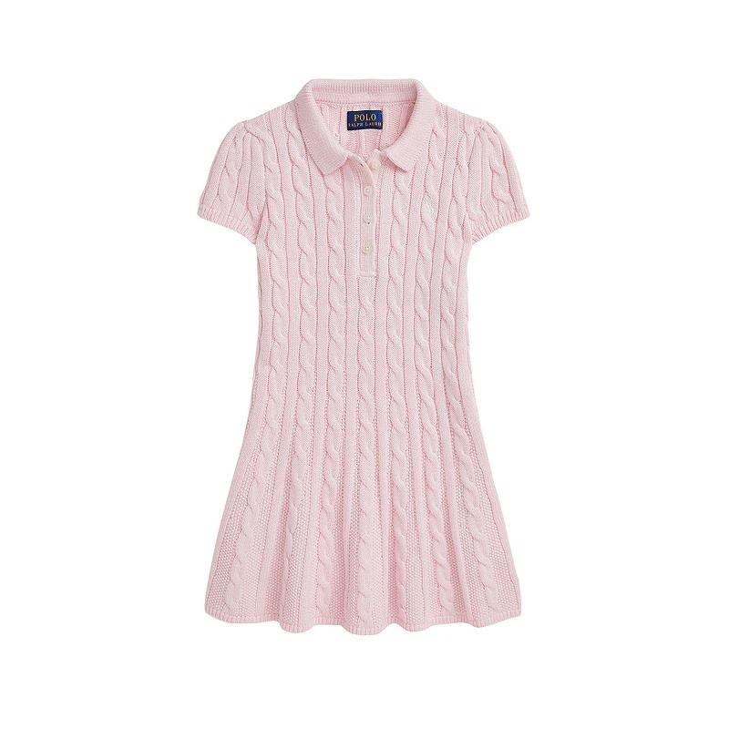 Ralph Lauren Baby – Girl Short Sleeve Cotton Cable Dress Pink