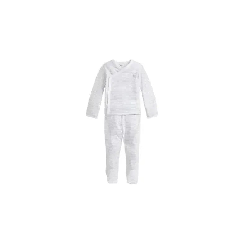 Ralph Lauren – Striped Cotton Top & Pants, Quartz Heather/White