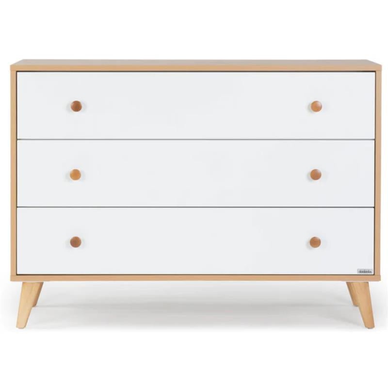 Dadada – Austin 3 Drawer Dresser, White/Red Oak