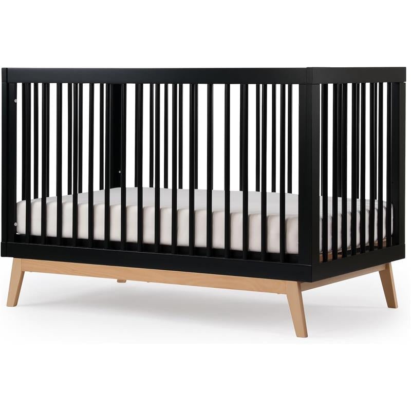 Dadada – Baby Soho 3-in-1 Convertible Wooden Crib to Toddler Bed, Black/Natural