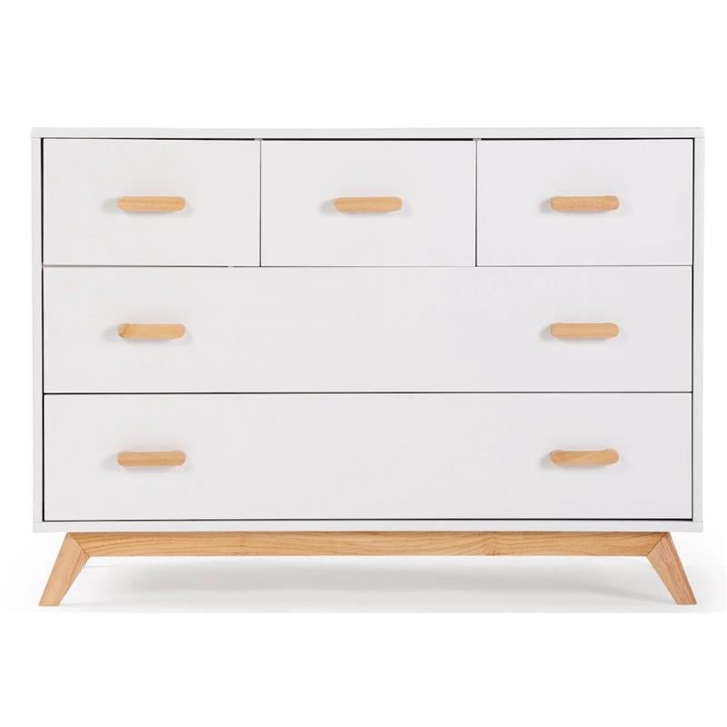 Dadada – Soho 5-Drawer Dresser For Nursery and Bedroom, White/Natural