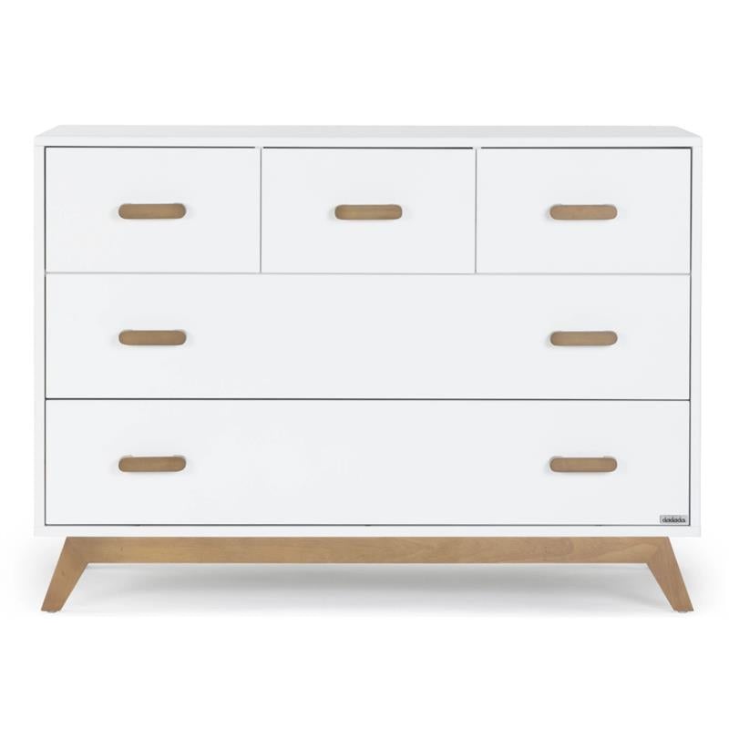 Dadada – Soho 5-Drawer Dresser For Nursery and Bedroom, White/Walnut