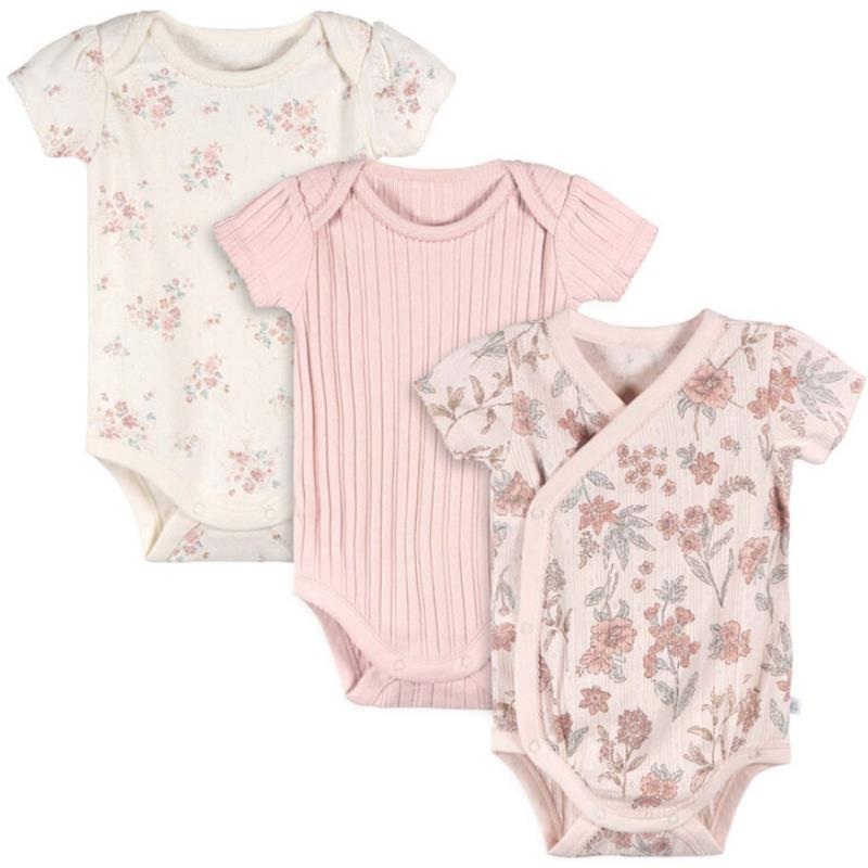 Just Born – 3Pk Baby Girl Kimono Bodysuit Pink
