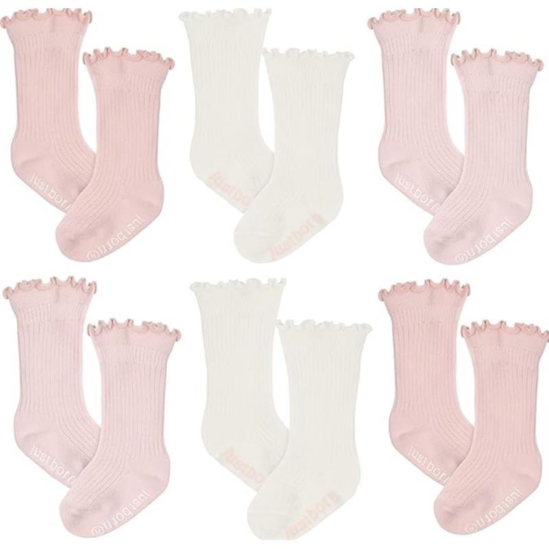 Just Born – 6Pk Novelty Pointelle Socks Baby Girl Pink