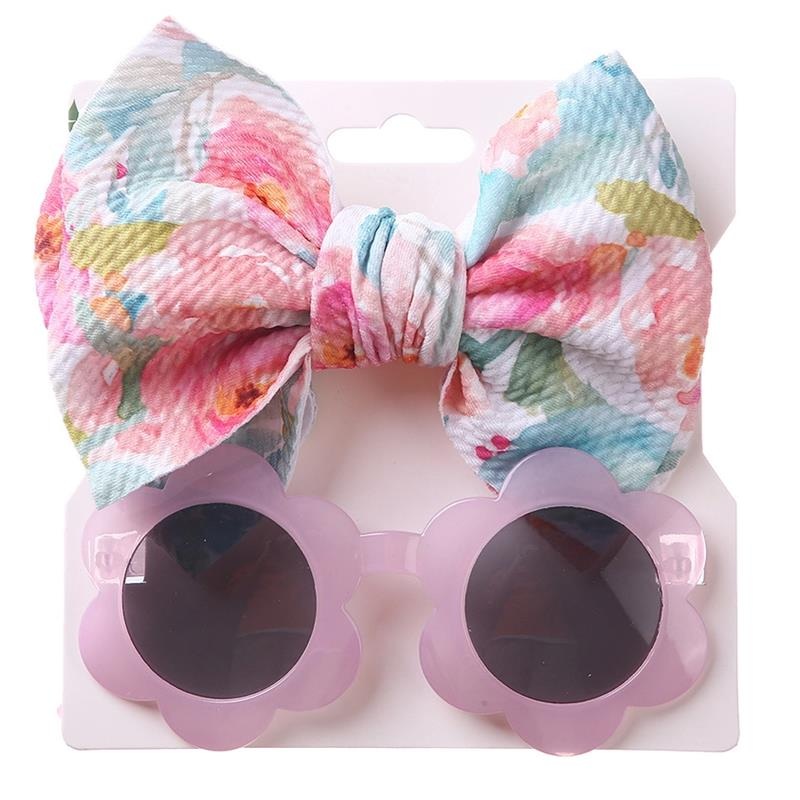 Little Trendy – Baby Girl Summer Sea Sunglasses And Floral Headband Set, Color 2
