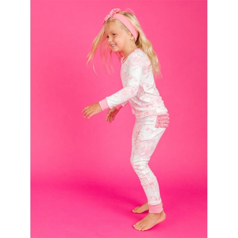 Rufflebutts – Toddler Ruffle Long Sleeve Pajama Set, Bubblegum Pink
