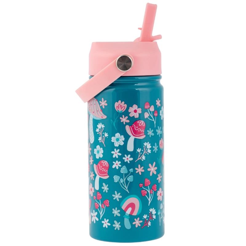 Stephen Joseph – Insulated Stainless Steel Bottle With Handle Mushroom