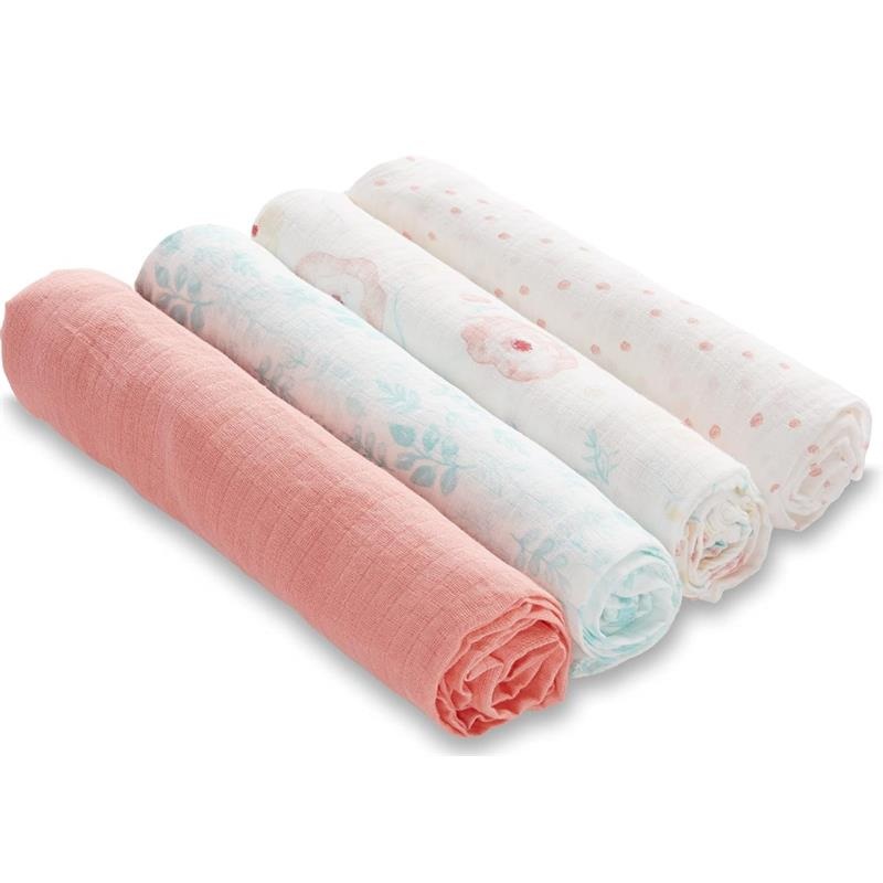 Aden + Anais – 4Pk Essentials Muslin Swaddle Blankets, Full Bloom