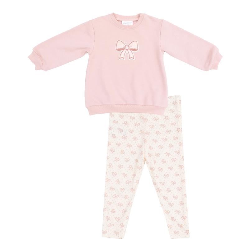 Angel Dear – Baby Girl Bows French Terry Oversize Sweatshirt And Leggings