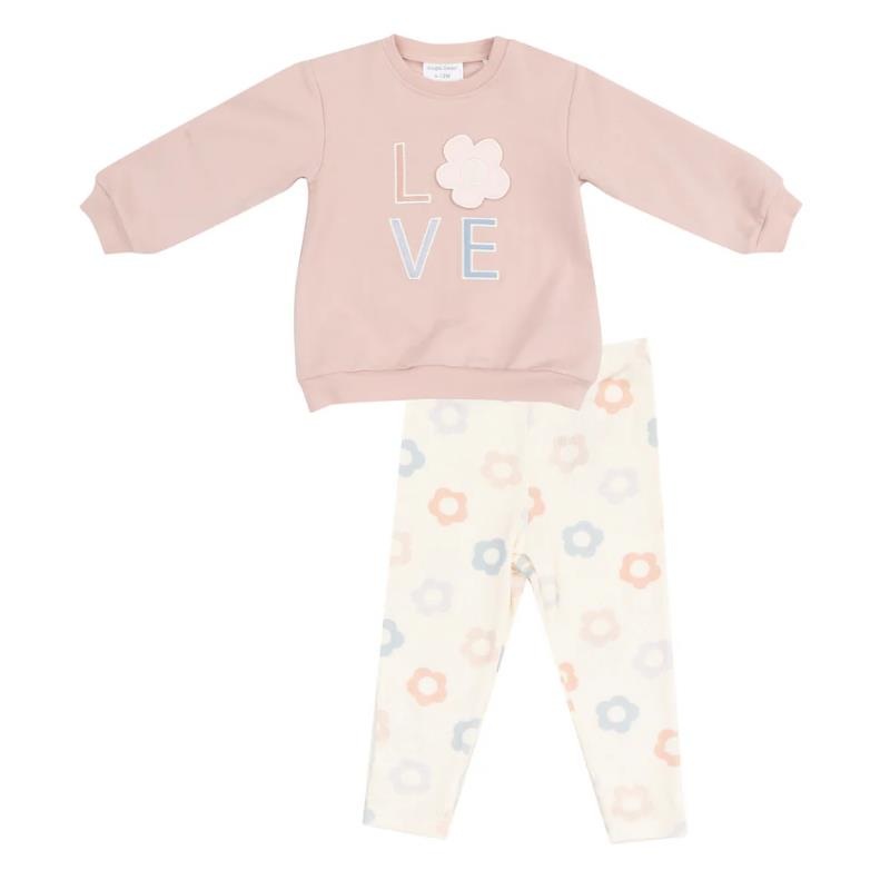 Angel Dear – Baby Girl Daisy Pop French Terry Oversize Applique Sweatshirt + Leggings