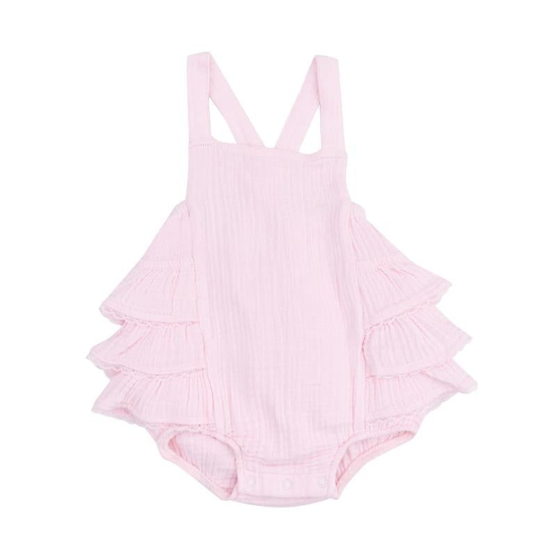 Angel Dear – Baby Girl Solid Muslin Ballerina Ruffle Sunsuit