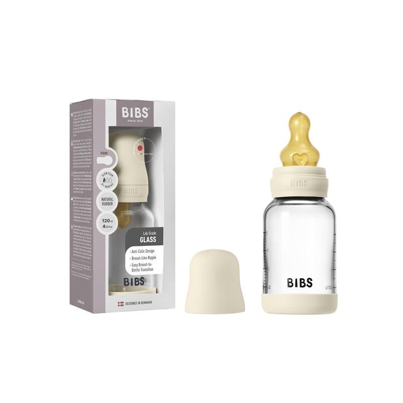 Bibs – Baby 4Oz Latex Glass Bottle With Bumper Ivory