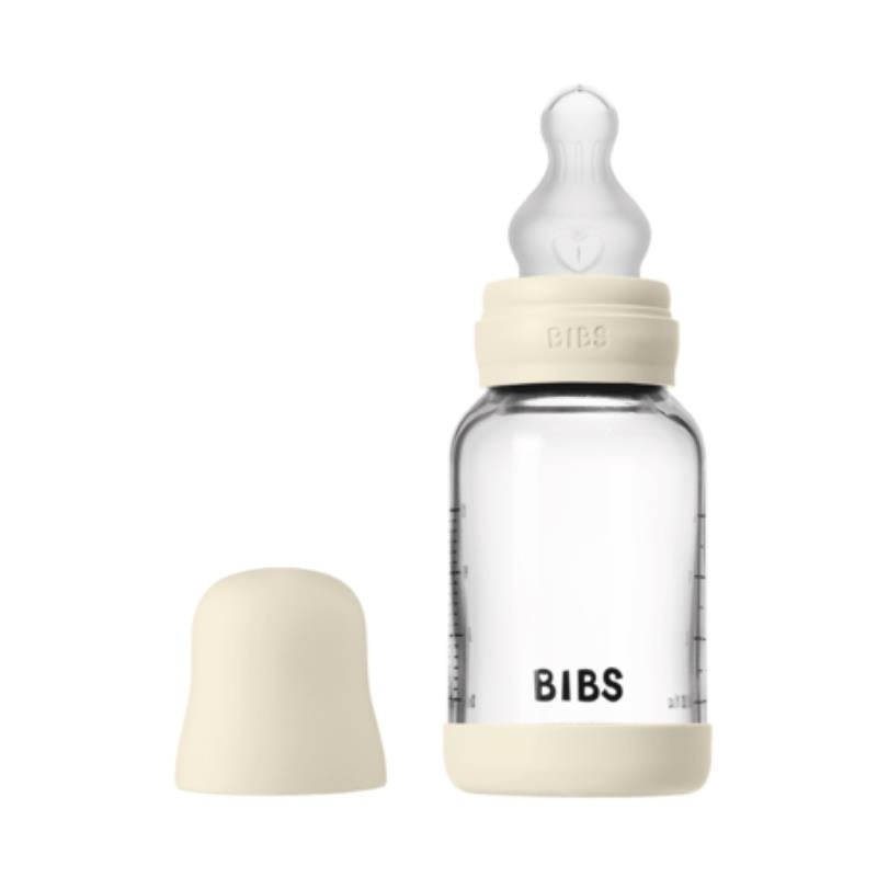 Bibs – Baby 4Oz Silicone Glass Bottle With Bumper Ivory