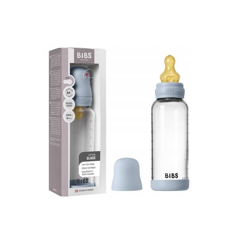 Bibs – Baby 8Oz Latex Glass Bottle With Bumper Baby Blue