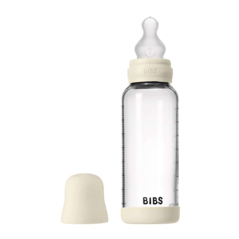 Bibs – Baby 8Oz Silicone Glass Bottle With Bumper Ivory