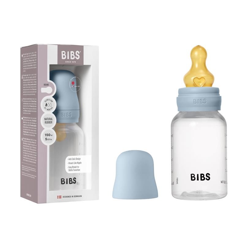 Bibs – Baby Plastic Bottle With Latex Nipple 150Ml, Baby Blue