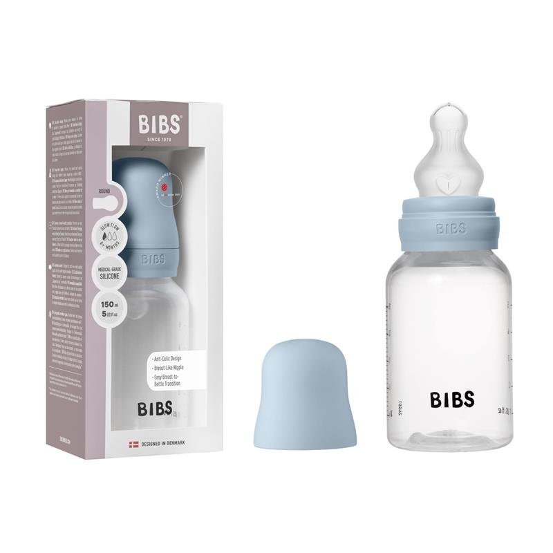 Bibs – Baby Plastic Bottle With Silicone Nipple 150Ml, Baby Blue