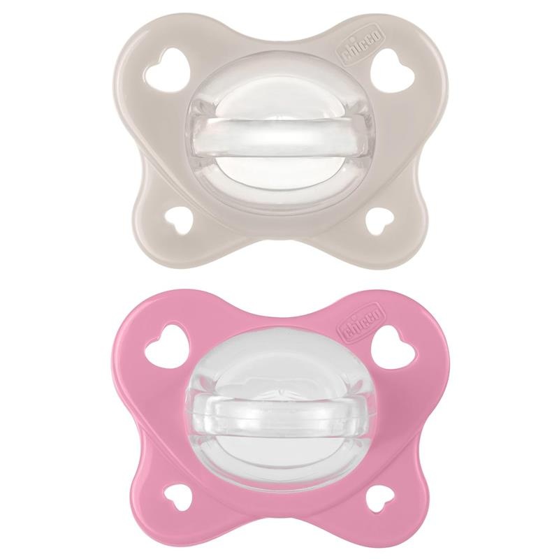 Chicco Feeding – Physioforma Dual Soft Pacifier Grey/Dusty Rose 6-16M, 2Pk