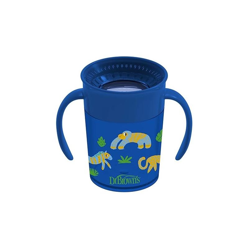 Dr. Brown – Smooth Wall Cheers360 Cup W/ Handles, 7 Oz/200 Ml, Blue Deco (6M+), 1-Pack