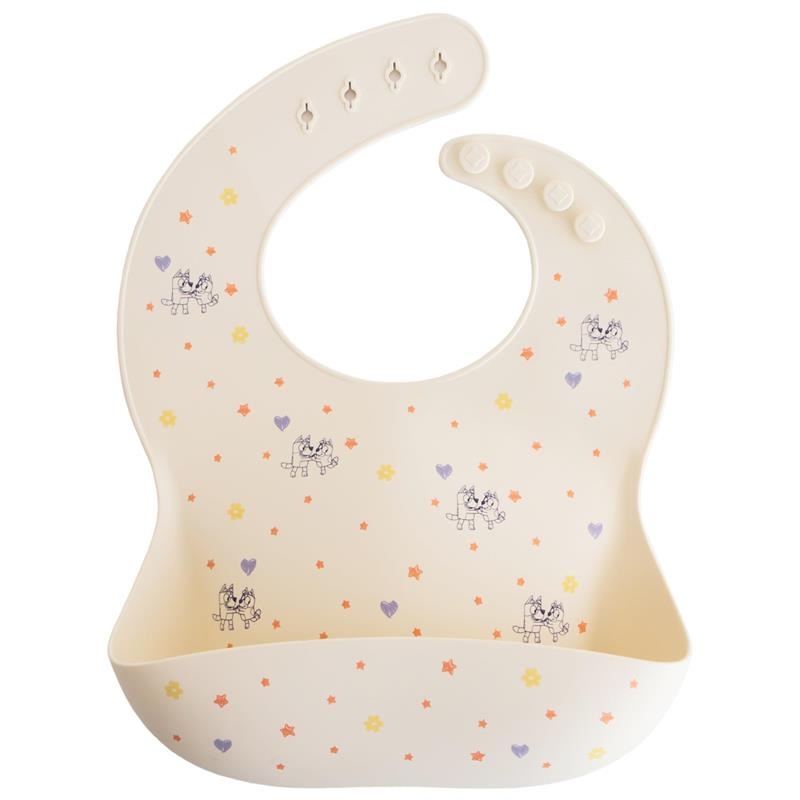 Mushie – Bluey X Mushie Silicone Baby Bib, Bluey Ivory