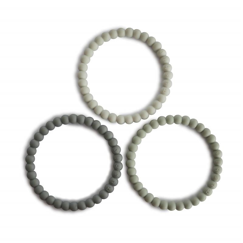 Mushie – Pearl Teething Bracelet (Green Tea/Cool Gray/Sea Salt)