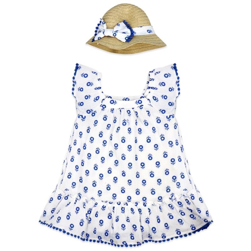Rose Textiles – 2Pk Baby Girls Dress Set, Blue Floral